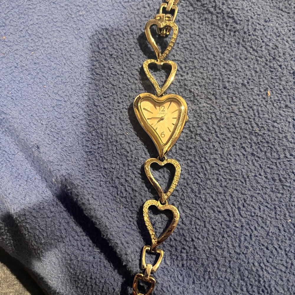 Fossil Heart Watch “diamond” inlays